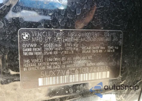 2012 BMW X5 xDrive35I из США, поврежденный, VIN 5UXZV4C51CL744313